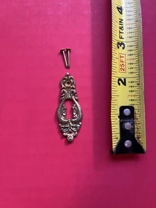 Antique Solid Brass Skeleton Keyhole Escutcheon Cabinet Chest Hardware - Picture 1 of 2