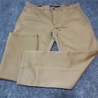 St Johns Bay Pants Mens 42X32 Khaki Cotton Flat Front Super Stretch Slash Pocket