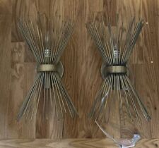 Pair Atomic 50's 60's Style mid-Century Modern Urchin Dual Cone Wall Sconce