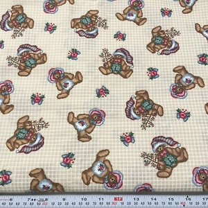 Vintage 1998 Daisy Kingdom Ted-E Bear Christmas Cotton Fabric by the HALF YARD - Picture 1 of 2