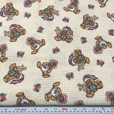 Vintage 1998 Daisy Kingdom Ted-E Bear Christmas Cotton Fabric by the HALF YARD - Image 1 of 2