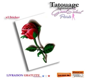 TATOUAGE TEMPORAIRE -ROSE Rouge 3D- Tattoo Ephémère -Adulte Fétiche Sexy (X514) - Imagen 1 de 5