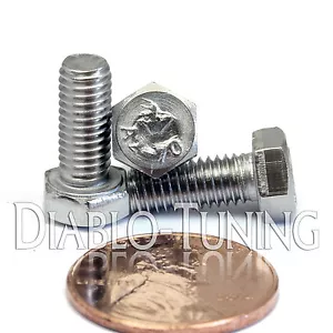 M5 x 12mm - Qty 10 - Stainless Steel Hex Cap Bolt / Screw 0.80 DIN 933 A2 - Picture 1 of 2