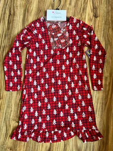NWT Imagine Girls Christmas Sleep Gown W/Mask Set Size L Christmas Trees Plaid - Picture 1 of 5