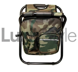 Tragbarer Klapphocker mit isolierter Kühlbox Stuhl Rucksack Camping Strand Wandern - Bild 1 von 2