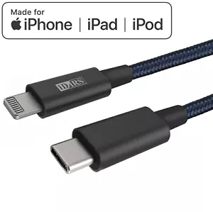 Cable trenzado iDARS Apple MFi-Certified PD carga rápida USB-C a Lightning (4 pies) - Imagen 1 de 9