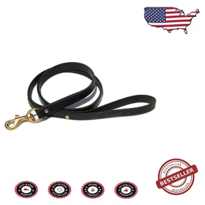 Ray Allen 4' x 3/4'' Black Leather Dog Leash - Perfect for Active Training - Picture 1 of 2