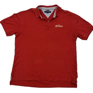 Vintage Tommy Hilfiger Budweiser Red Polo Golf Shirt Embroidered Beer XL Y2K - Picture 1 of 4