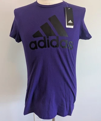 NUEVA Camiseta Adidas Regal Púrpura Negra Logo Go To Para Mujer Mediana Algodón Ajuste Regular Foto 1 de 4