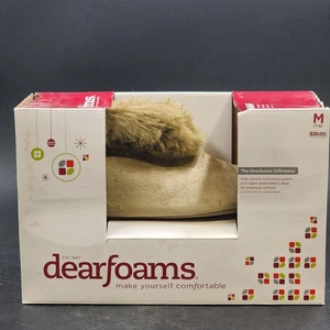 Dearfoams Women's Memory Foam Slippers Tan Heather Size Medium 7-8 Polyester NIB - Picture 1 of 11