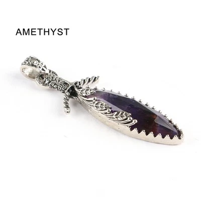 Colgante con forma de espada de piedra natural con dije de piedras preciosas cristal curativo Reiki Chakra  Foto 1 de 4