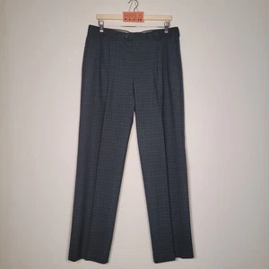 Burberrys Trousers 42 Vintage Navy Green Wool Blend Tailored Logo W34in L31.5in - Picture 1 of 12