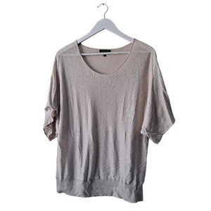 Eileen Fisher Beige Round Neck Lightweight Linen Knit Pullover Top - Size M - Bild 1 von 8