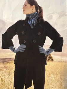 Peruvian Connection Wool Alpaca Tie-Waist Pea Coat, Black, Size M, Preowned - Picture 1 of 6