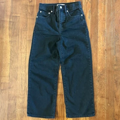 Madewell Slim Wide Leg Crop Preppy Baggy Black Denim Jeans 24 - Image 1 of 4