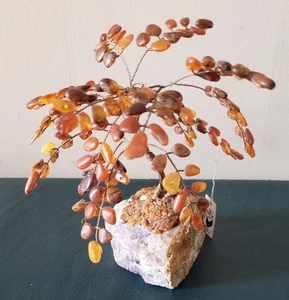 Vtg Baltic Amber Tree Of Life By W Kruk On Amethyst Approx 7" x 6" - Picture 1 of 7