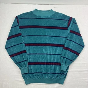 Sudadera Vintage Chesterfield Terciopelo Adulto Grande Rayas Pullover Años 80 EE. UU.  - Imagen 1 de 8