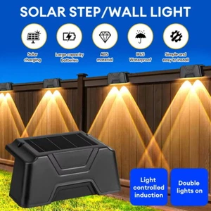 4pcs LED Solar Deck Lights Garden Path Patio Pathway Stairs Step Fence Lamp IP65 - Picture 1 of 12