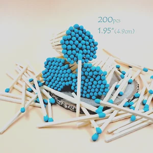200 fluorescent aqua teal tips natural wood sticks wedding candle jar 1,95" - Picture 1 of 12