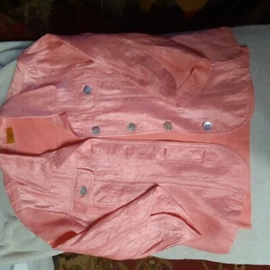 Ruby Red Peach Jacket With Matching Tank Womens Size 8 Beautiful Sheen - Picture 1 of 11