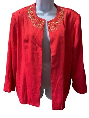 Alfred Dunner 长袖夹克外套无闭合 16 码深珊瑚金色 — 第 1/4 张图片