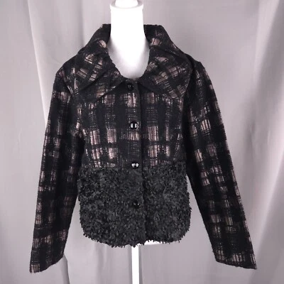 Chaqueta Samuel Dong Mujer M L Negro Rosa Metálico Texturizado Declaración Blazer Y2K Foto 1 de 4