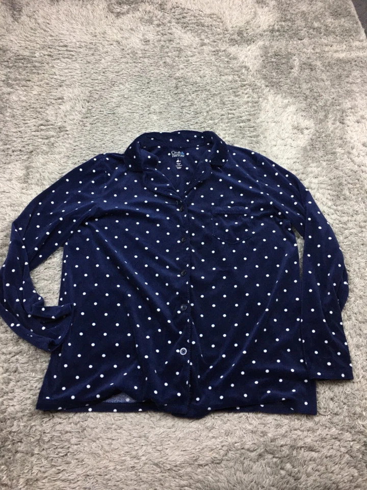Camisa de pijama Croft & Barrow para mujer talla grande azul suave piel sintética lunares Foto 1 de 4