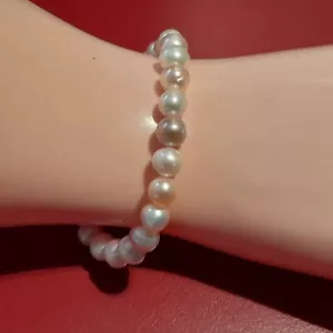 VINTAGE MULTICOLOUR CULTURED PEARL STRETCH BRACELET #ac3 - Picture 1 of 7