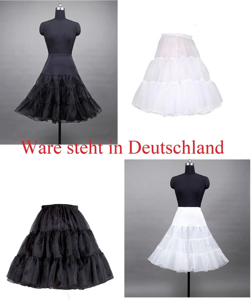  Petticoat 50er 60er Rockabilly Tüllrock Dirndlrock Unterrock Schwarz Weiß NEU - Bild 1 von 1