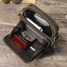 Men's Crazy Horse Leather Small Shoulder Bag Crossbody Bag Phone Bag 18.5x13x6cm