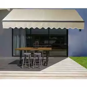 ALEKO Motorized Black Frame Retractable Home Patio Canopy Awning 13'x10' Ivory - Picture 1 of 14