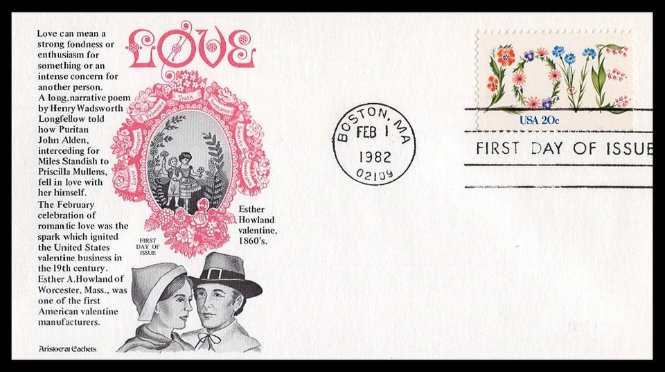 US FDC # 1951 20c Love Flowers  Aristocrat   1982, 9p6719 - Image 1 of 1