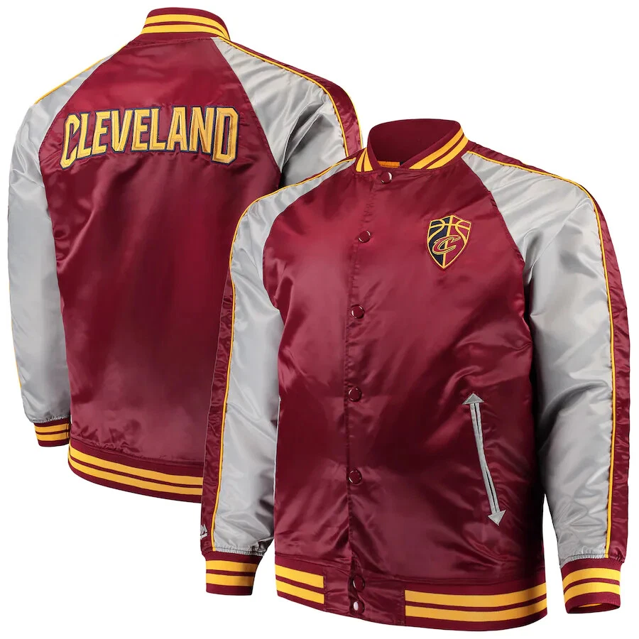 Majestic Cleveland Cavaliers Men’s Big & Tall Lightweight Satin Full-Snap Jacket