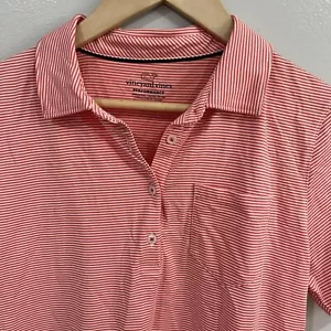 Polo Shirt Vineyard Vines Performance donna M manica corta rosa a righe ottime condizioni - Foto 1 di 11