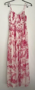 Nicholas womens dress cream pink strappy pleated maxi long crepe size 12 - Picture 1 of 7