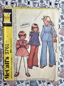 McCall's Sewing Pattern 3761 Child's Dress or Top and Pants Size 3 Cut Complete - Imagen 1 de 3