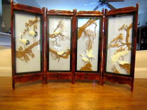 Full Size 16" Tall x 24" Long Folding 4 Panel Cork Diorama 4 Different Birds - Picture 1 of 5