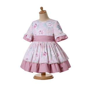 Girl Spanish Dress Bowknot Ruffle Dresss for Spring Summer Age 2 3 4 5 6 8 10 12 - Picture 1 of 14