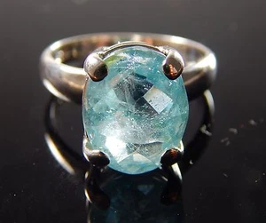 ANELLO ARGENTO STERLING TOPAZIO BLU COLORE NATURALE MISURA 6 1/2 - Y 283 - Foto 1 di 9