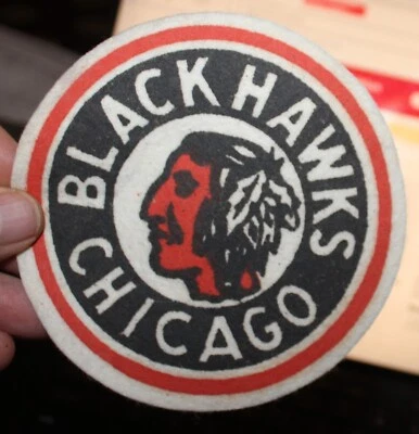 Parche de fieltro redondo de 4,75" de hockey Chicago Blackhawks grado de consumo años 40-50 Foto 1 de 2