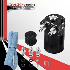 Oil Catch Can Baffled Tank Breather Filter Universal Black Fits Mini Cooper - Foto 1 di 10