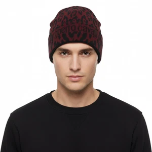 Roberto Cavalli ESZ026 02000 Maroon Jaguar Beanie Mütze - Bild 1 von 5