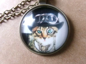 Katze mit Zylinder und Schutzbrille Anhänger - Bild 1 von 5