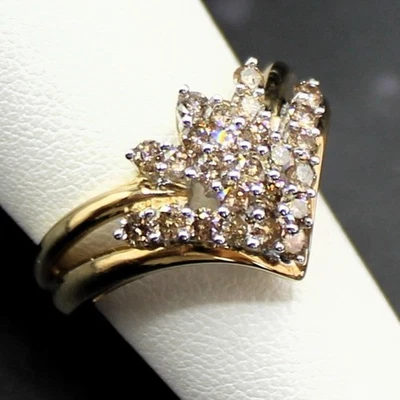 Huge 1.0CT Real Natural Diamond Cluster Ring – Fiery Cocktail Engagement/Wedding - Image 1 of 4