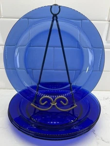 4-Arcoroc Saphir Blue Cobalt Glass France Plates  91/4” - Picture 1 of 17