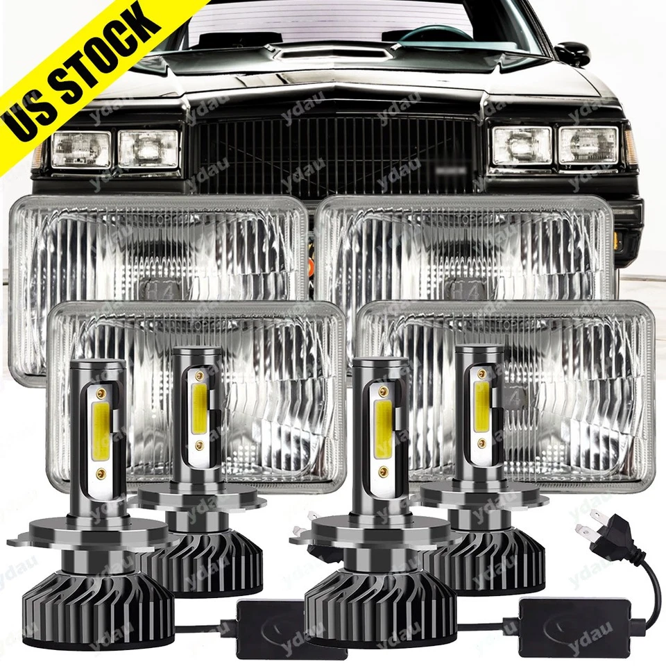4 peças 4x6" faróis LEDs Hi/Lo para Chevrolet Monte Carlo SS 1980-1988 El Camino - Imagem 1 de 4