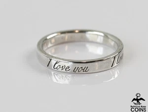Tiffany & Co. Sterling Silver "I LOVE YOU" Petite Ring Stackable Band size 5.5 - Picture 1 of 5