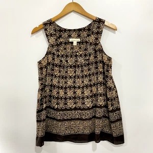 Coldwater Creek Shell Damen klein braun geometrisches Muster Seidenmischung Tanktop 6-8 - Bild 1 von 9