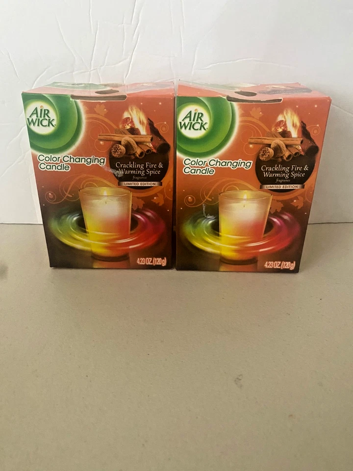 2 AIR WICK Vela Cambiante de Color Descontinuada Crackling Fuego Calentamiento Especias Foto 1 de 1