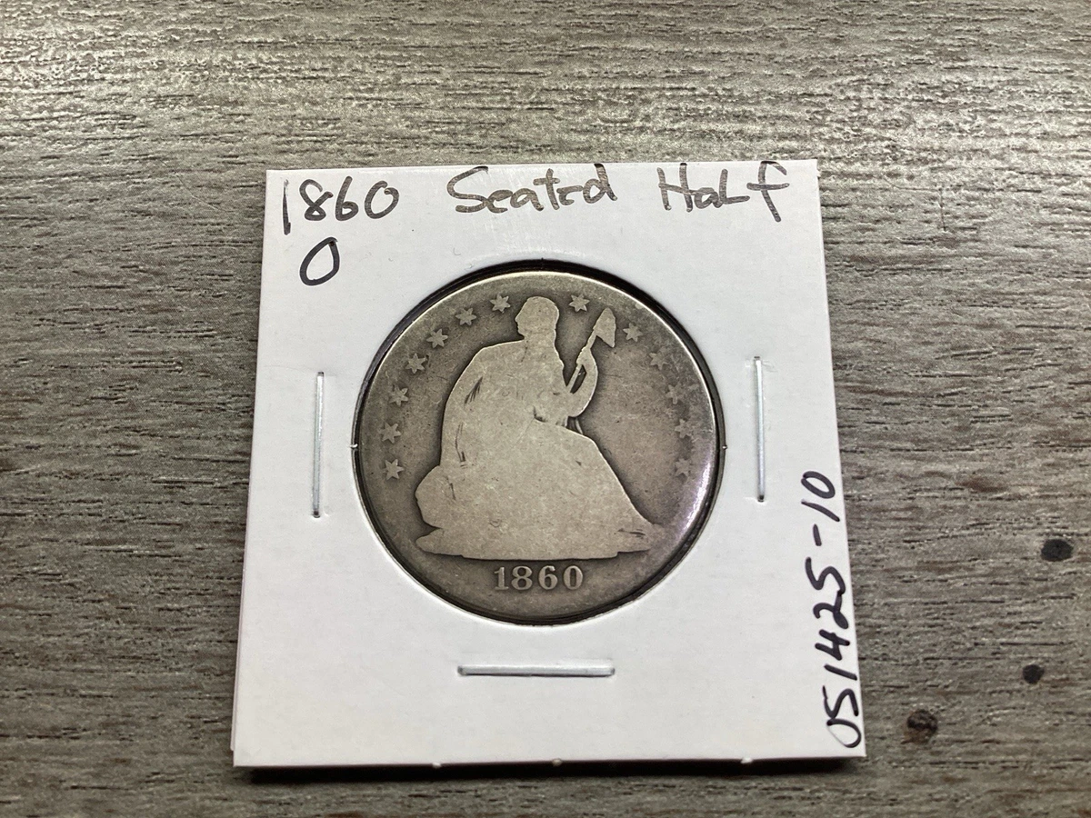 1860 Year Silver Seated Liberty US Half Dollars (1839-1891) for